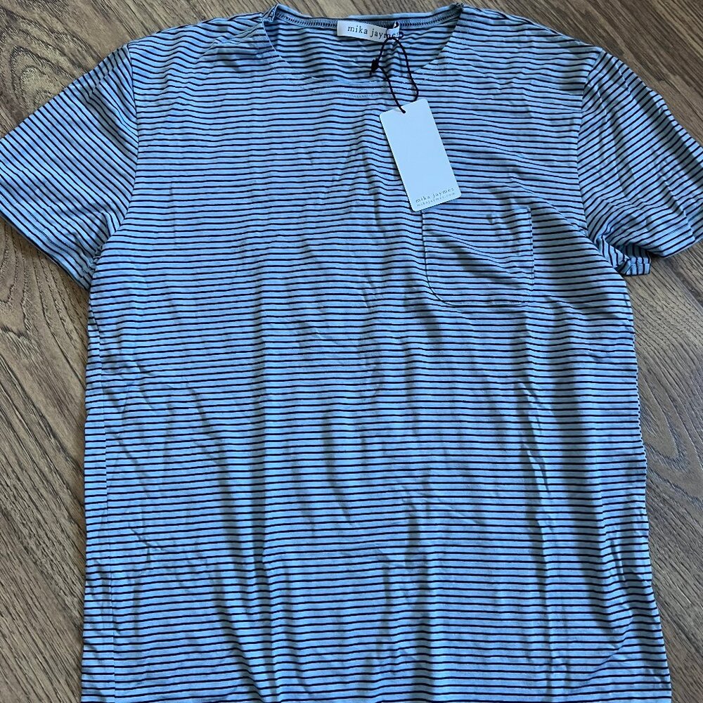 Mika Jaymes Men's Sailor Pocket Stripe Tee Size Medium NWT New With Tags